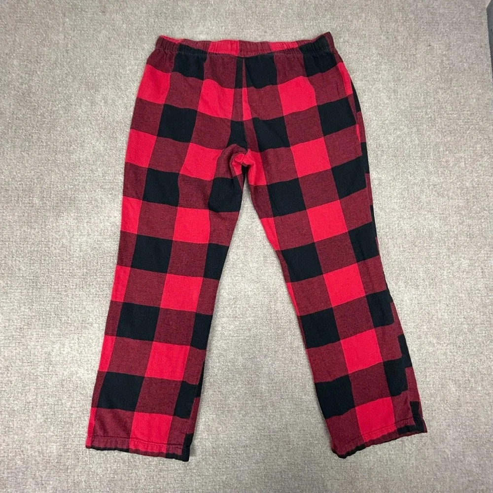 Old Navy Flannel Pajama Pants Mens Medium Red Black Buffalo Plaid Drawstring